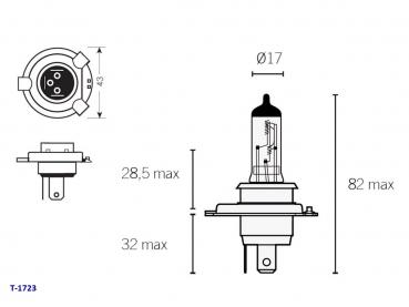 Lampe 12V H4 P43T Halogen 60/55 Watt
