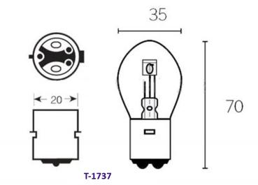 Lampe 12V BA20D 45/40 Watt