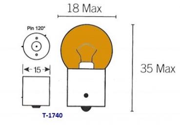 Lampe 12V BAU15S 10 Watt orange