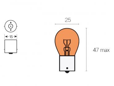 Lampe 12V BAU15S 21 Watt orange