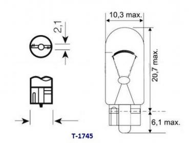 Lampe 12V Glassockel T10 (2,1x9,5) 2 Watt
