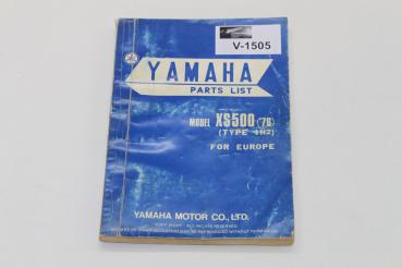 Yamaha XS 500,76, 1H2, Ersatzteileliste, Parts List