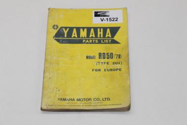 Yamaha RD50,78,2U1, Ersatzteileliste, Parts List