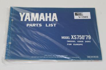 Yamaha XS750,79, Type 3G9, Ersatzteileliste, Parts List