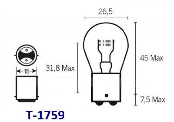 Lampe / Glühlampe 6V BAX15D 15/15 Watt (kleiner Sockel)