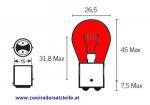 Lampe 12V BAY15D 21/5 Watt rot